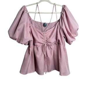 ARULA Pink Gingham Blouse